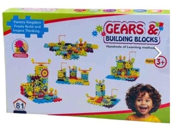Battery Operated 81pcs Rotating Building Blocks with Gears for STEM Learning